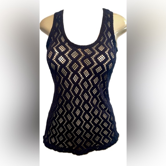 Banana Republic Tops - Banana Republic  Black Crochet Racerback  Top Open Knit Medium